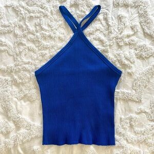Anthropology cute blue halter style cotton tank.